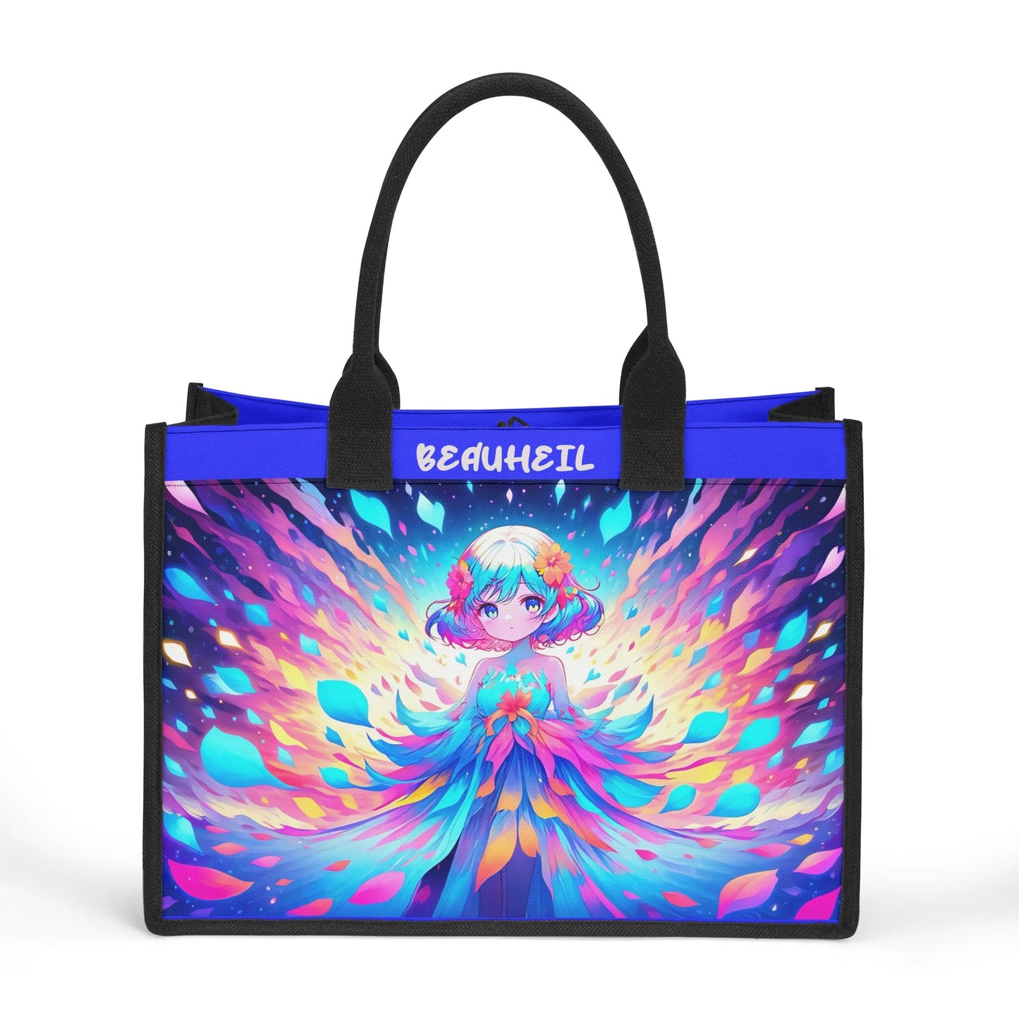 Beauheil Cosmic Blossom Bag Canvas Tote Bag（3 layers）