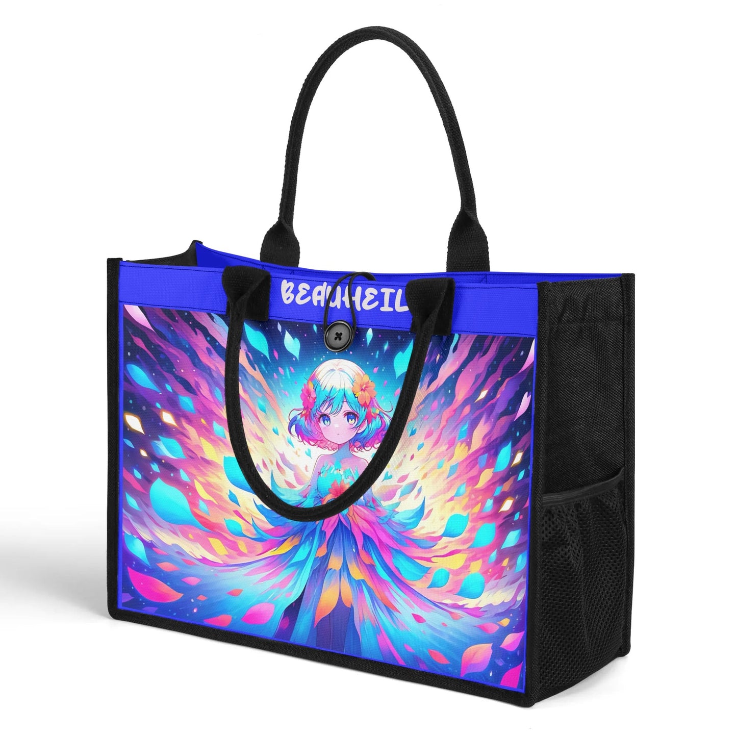 Beauheil Cosmic Blossom Bag Canvas Tote Bag（3 layers）