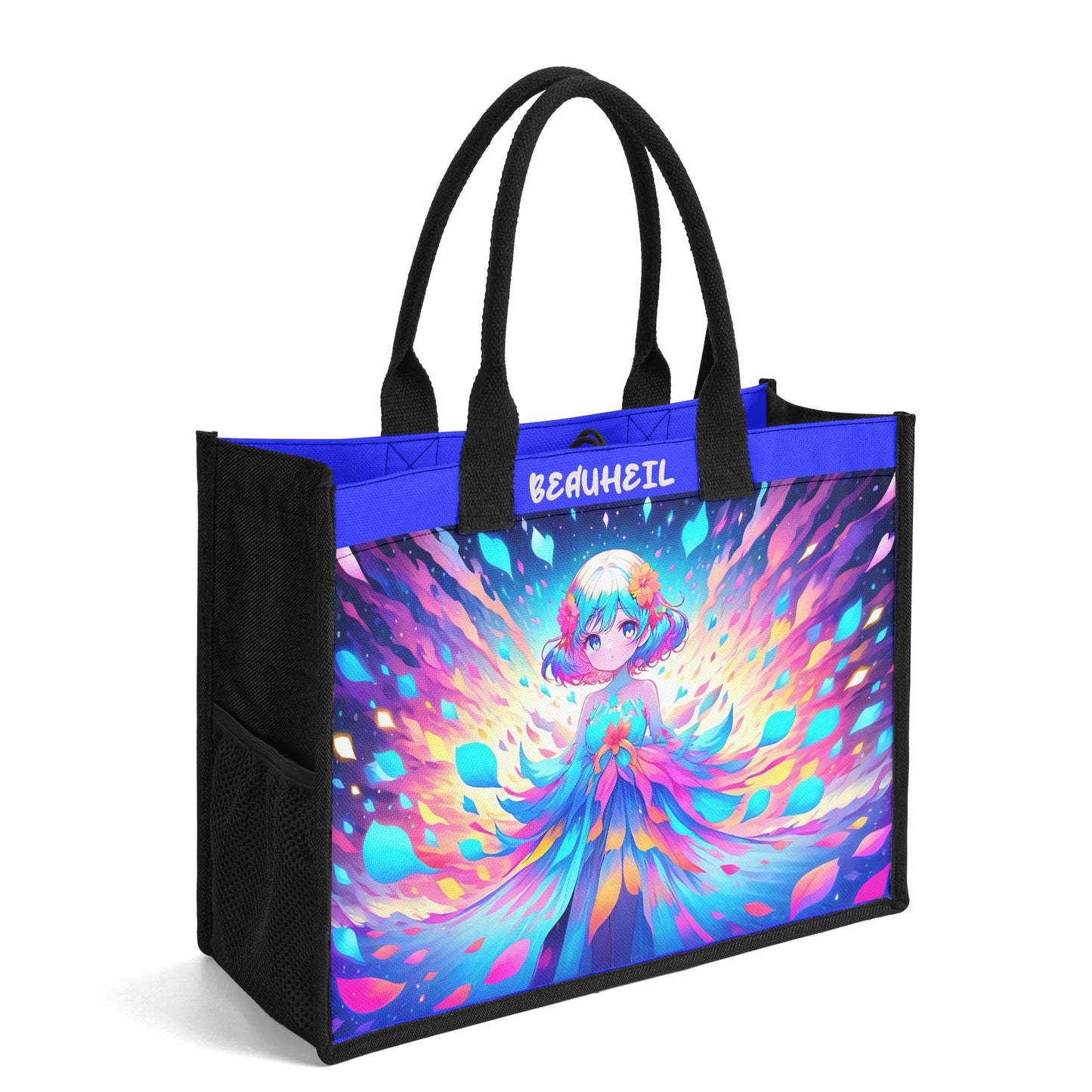 Beauheil Cosmic Blossom Bag Canvas Tote Bag（3 layers）