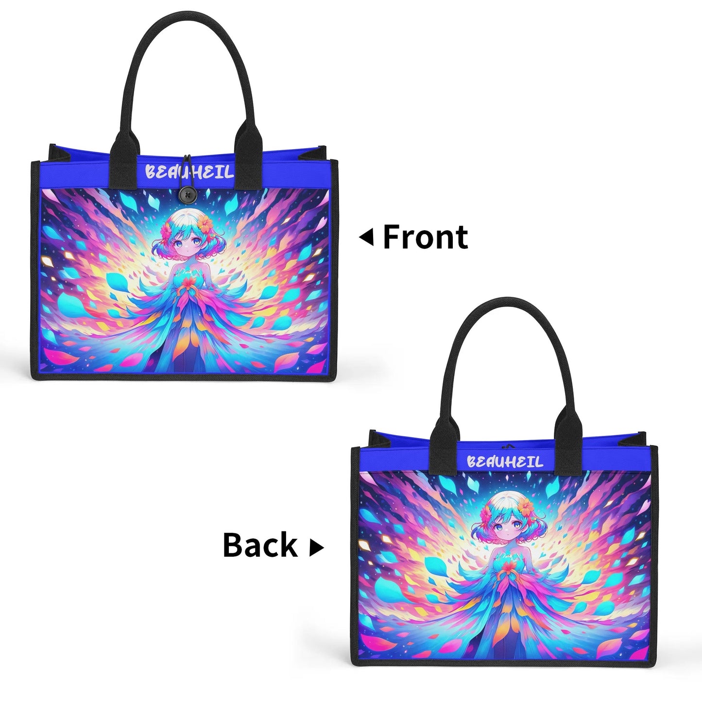 Beauheil Cosmic Blossom Bag Canvas Tote Bag（3 layers）