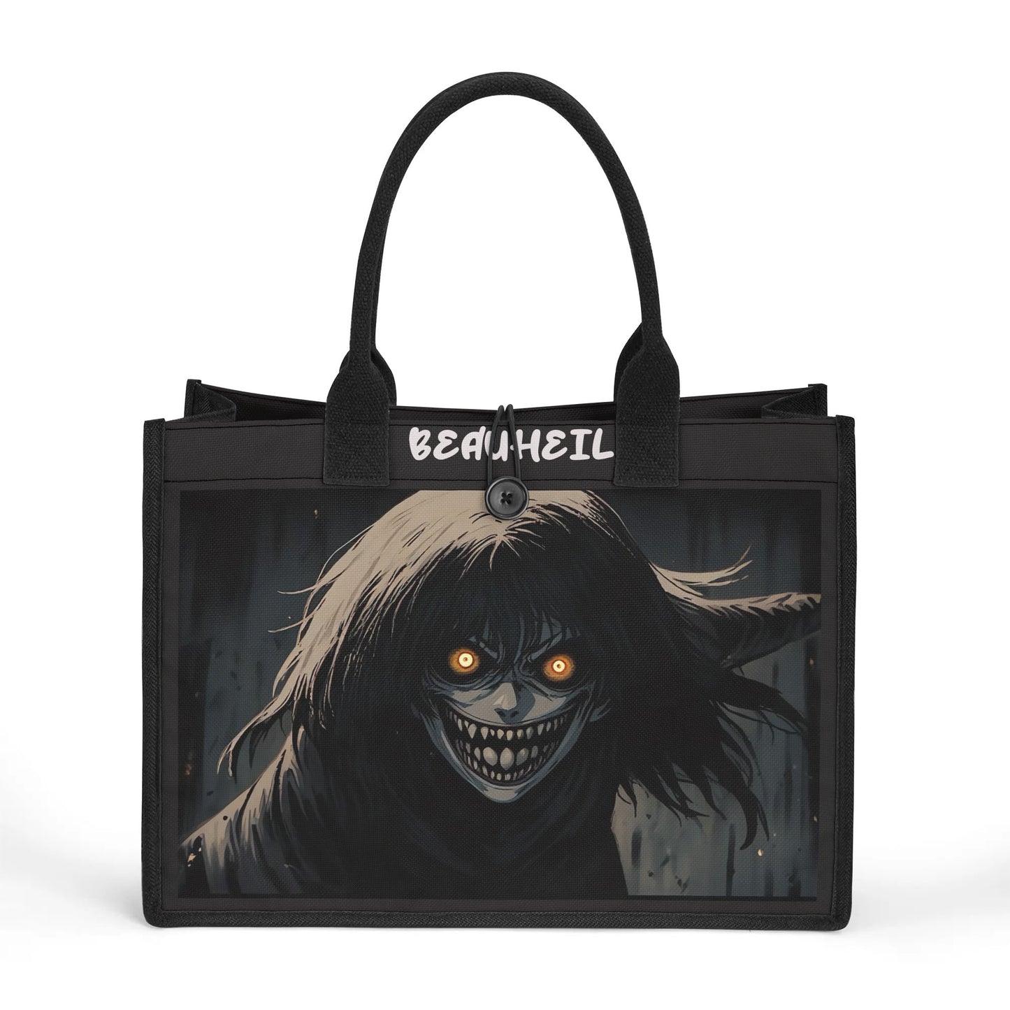 Beauheil Black Nightmare Canvas Tote Bag（3 layers）