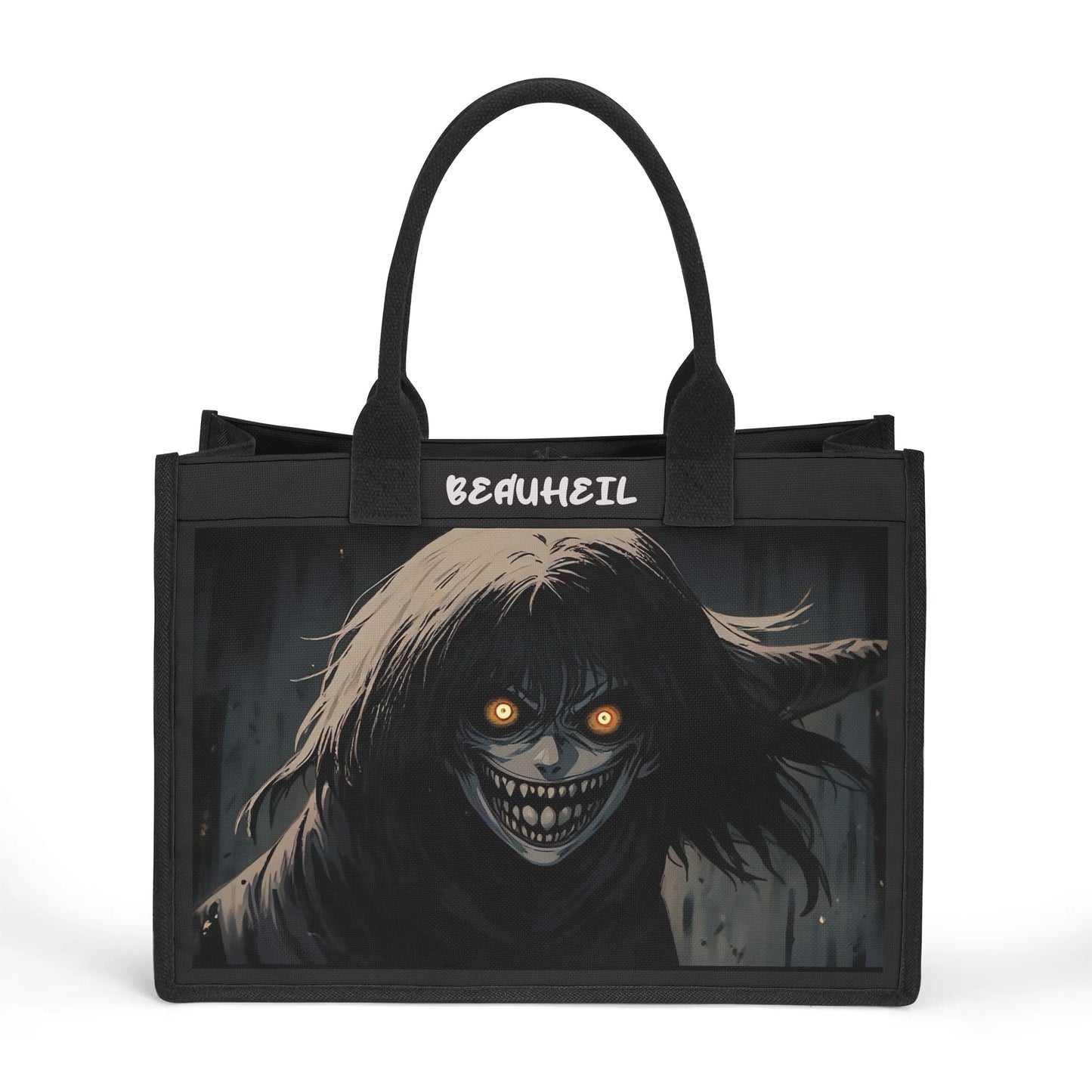 Beauheil Black Nightmare Canvas Tote Bag（3 layers）