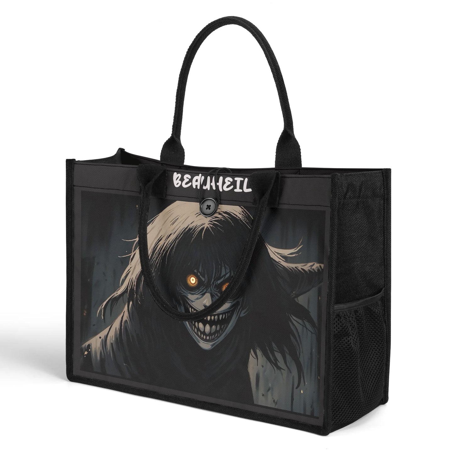 Beauheil Black Nightmare Canvas Tote Bag（3 layers）