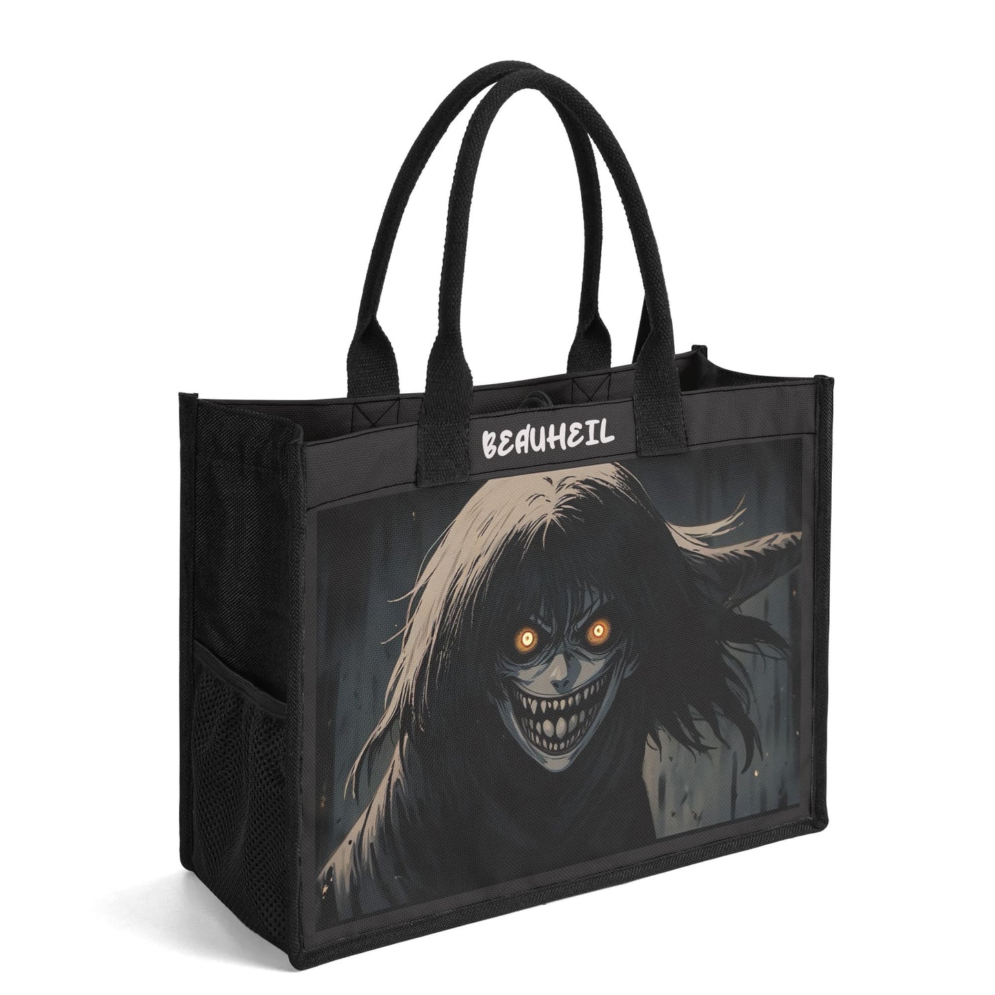 Beauheil Black Nightmare Canvas Tote Bag（3 layers）