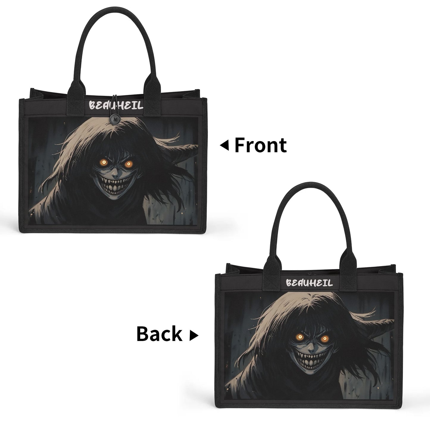 Beauheil Black Nightmare Canvas Tote Bag（3 layers）