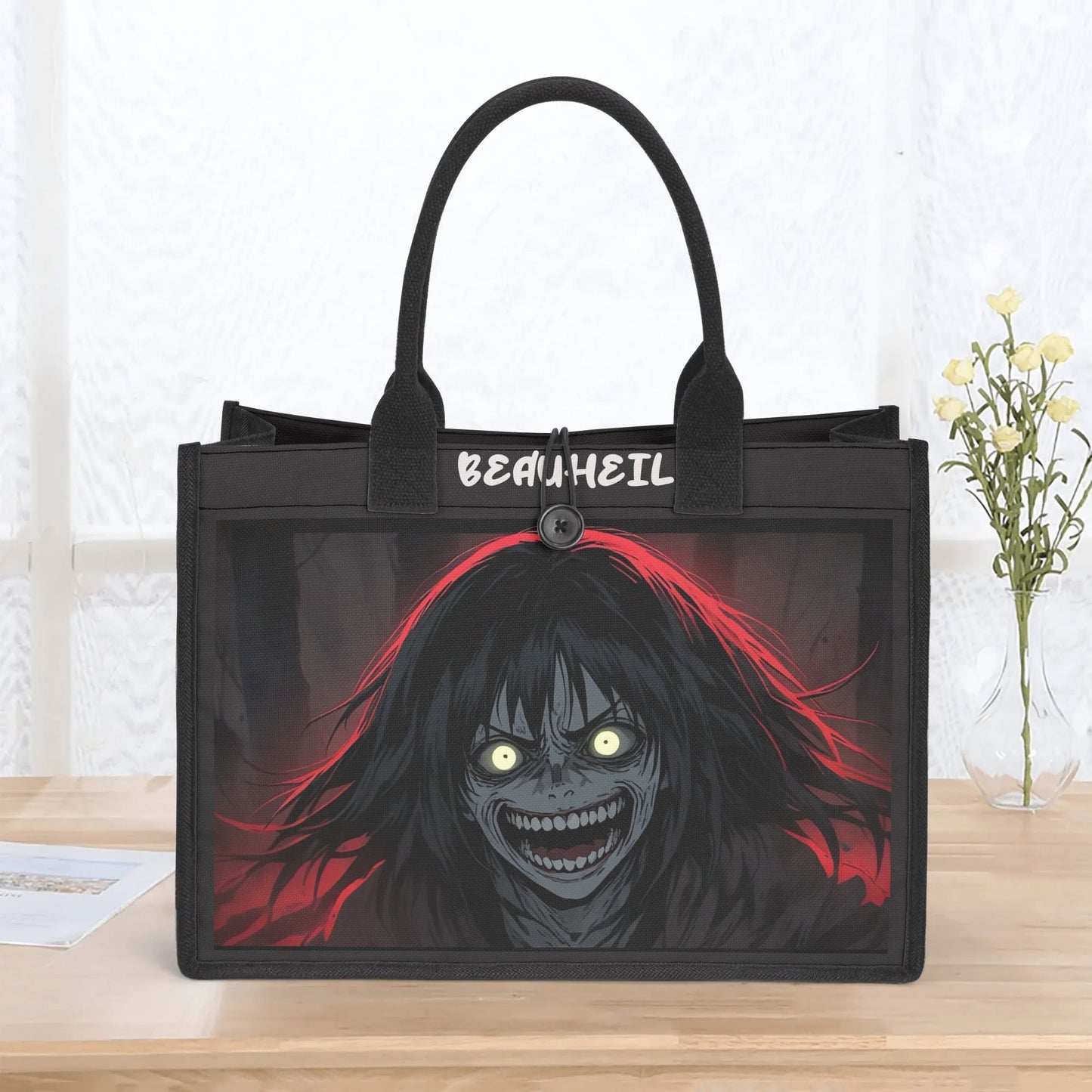 Beauheil Red Nightmare Canvas Tote Bag（3 layers）