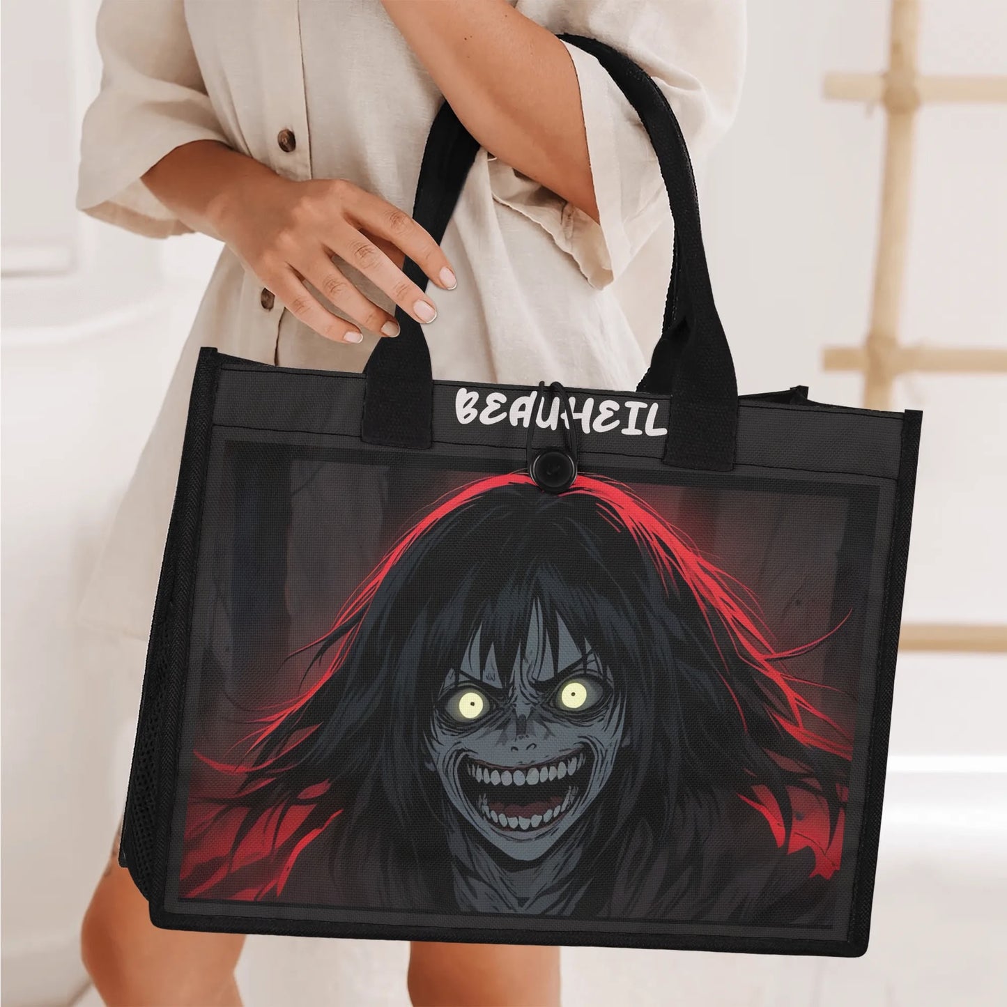 Beauheil Red Nightmare Canvas Tote Bag（3 layers）