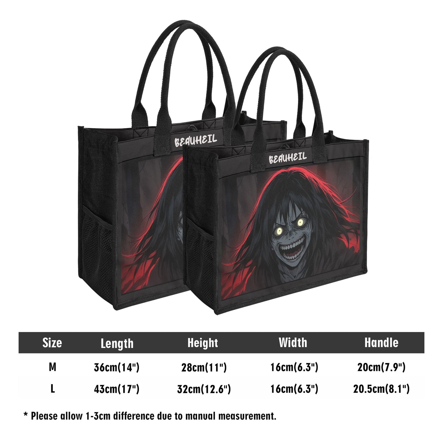 Beauheil Red Nightmare Canvas Tote Bag（3 layers）