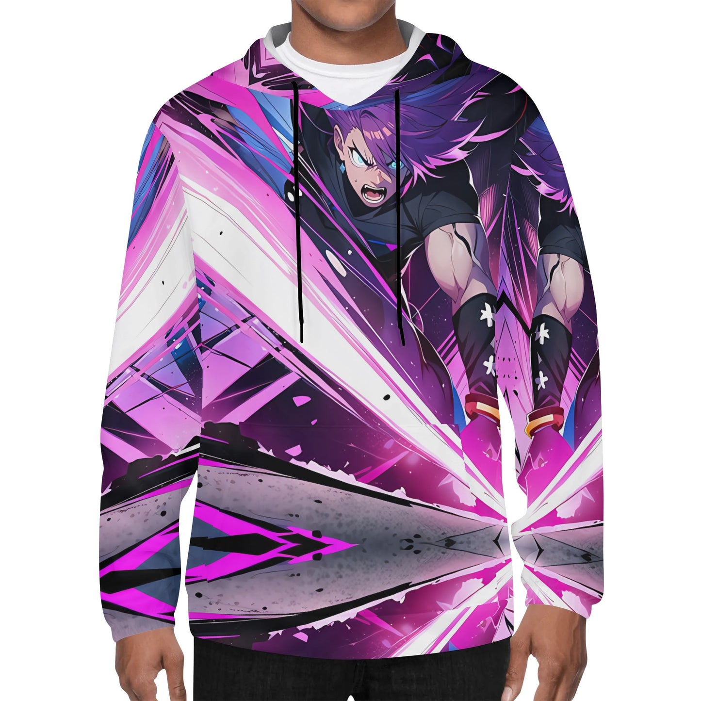 Mens Pink Lighting  All Over Print Hoodie