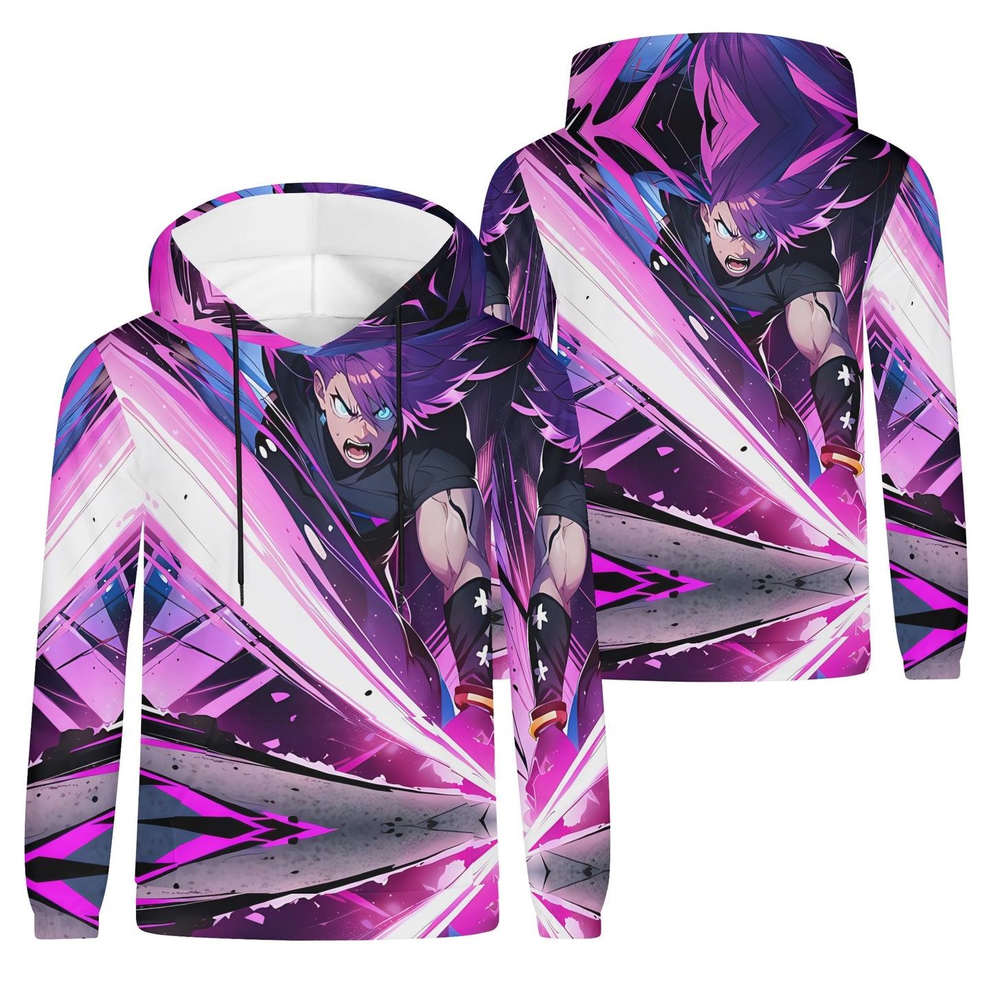 Mens Pink Lighting  All Over Print Hoodie