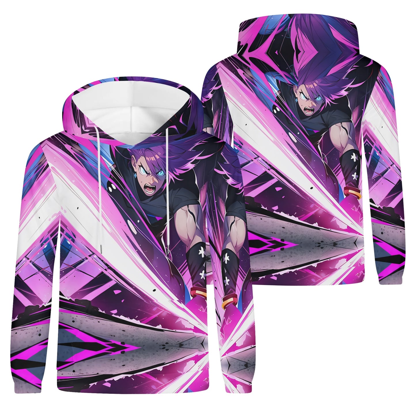 Mens Pink Lighting  All Over Print Hoodie