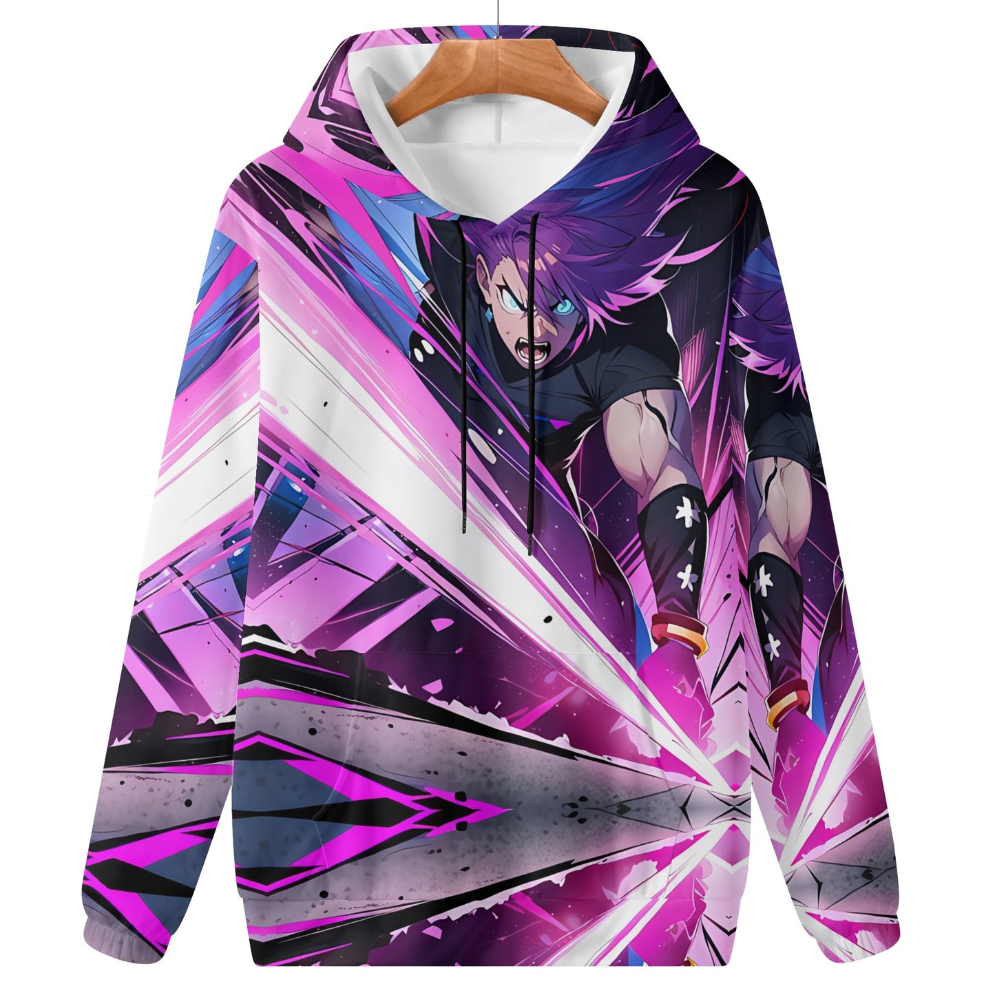 Mens Pink Lighting  All Over Print Hoodie