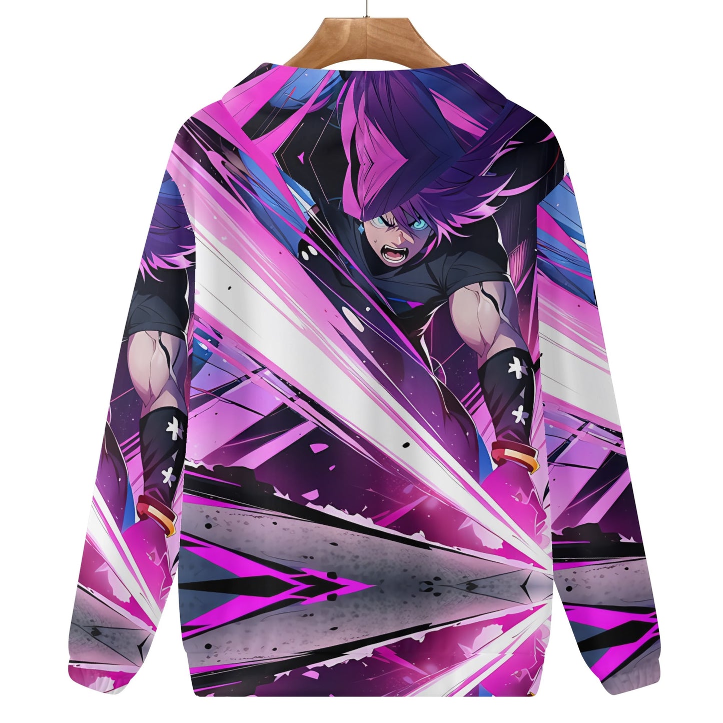 Mens Pink Lighting  All Over Print Hoodie