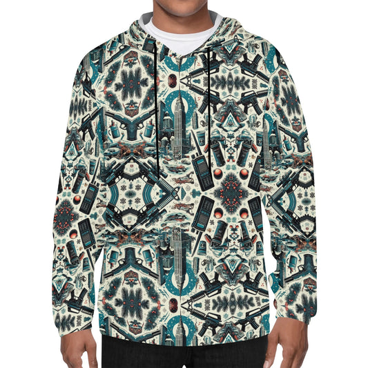 Mens Lightweight All Over Print Hoodie