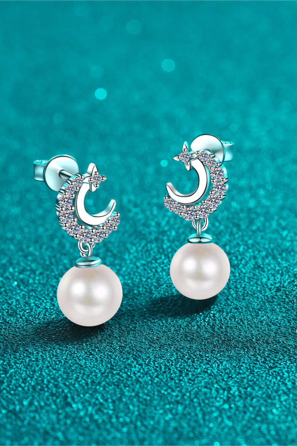 Moissanite Pearl Drop Earrings