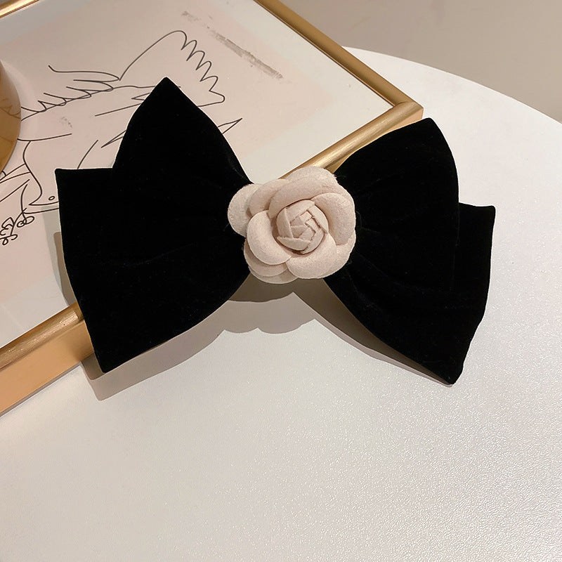 Rose Trim Bow Hair Clip