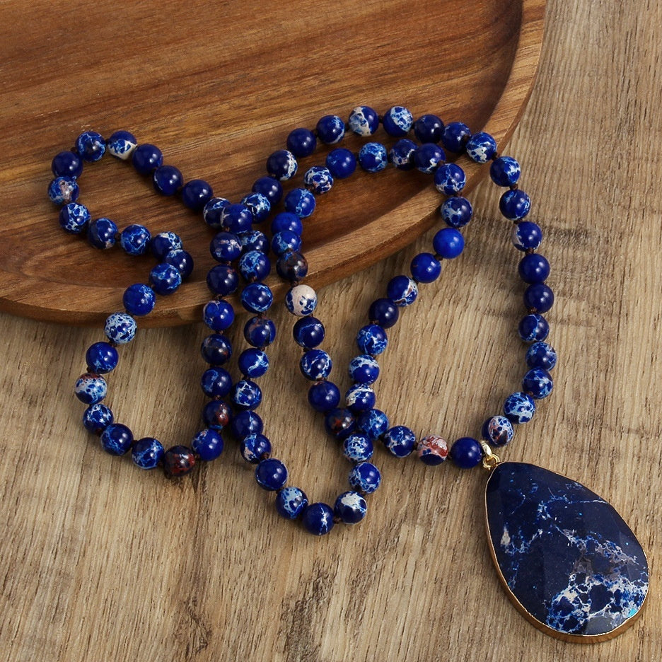 Bohemian Style Beaded Necklace Cut King Stone Water Drop