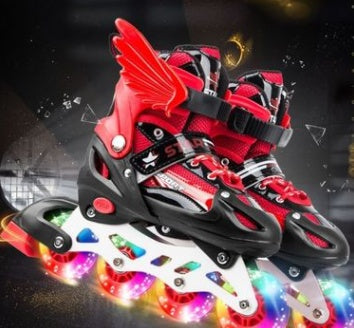 Inline Skates Adjustable Size Flashing Roller Skating Boots for Kids