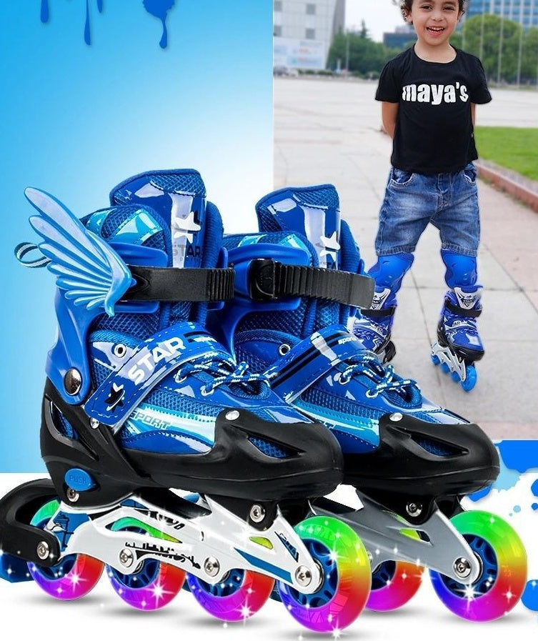 Inline Skates Adjustable Size Flashing Roller Skating Boots for Kids