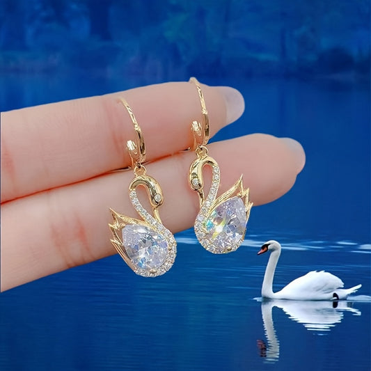 Sweet Rhinestone Swan Earrings Ins Fashion Earrings