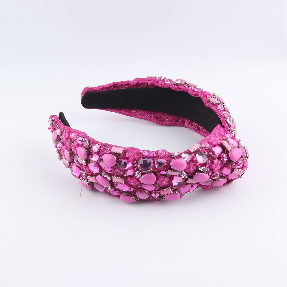 Baroque Fabric Knotted Diamond High Skull Top Headband