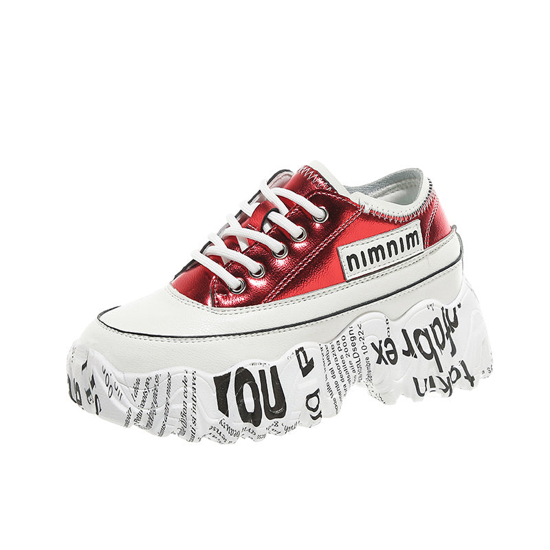 Newspaper Trifle Bottom Trendy Casual Heightening Sneakers