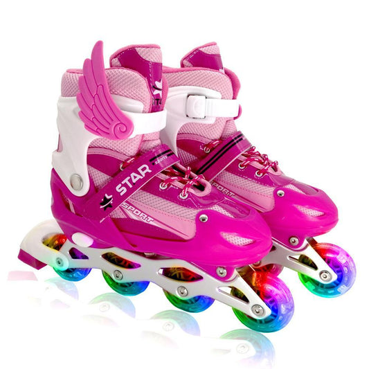 Inline Skates Adjustable Size Flashing Roller Skating Boots for Kids