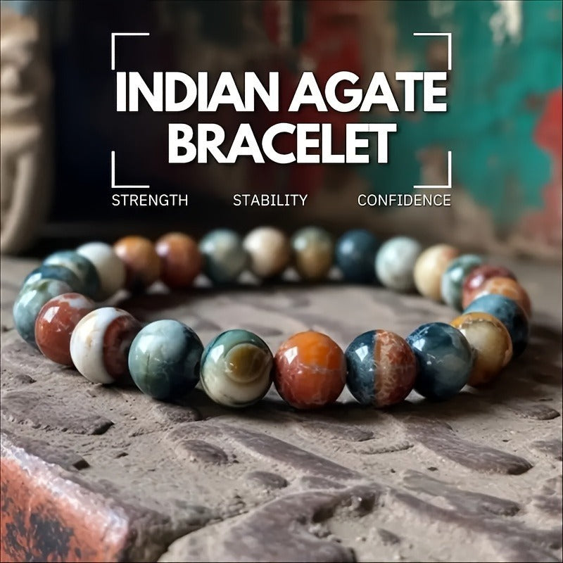 Natural Indian Agate Bracelet 6-12mm Women Men Bracelet