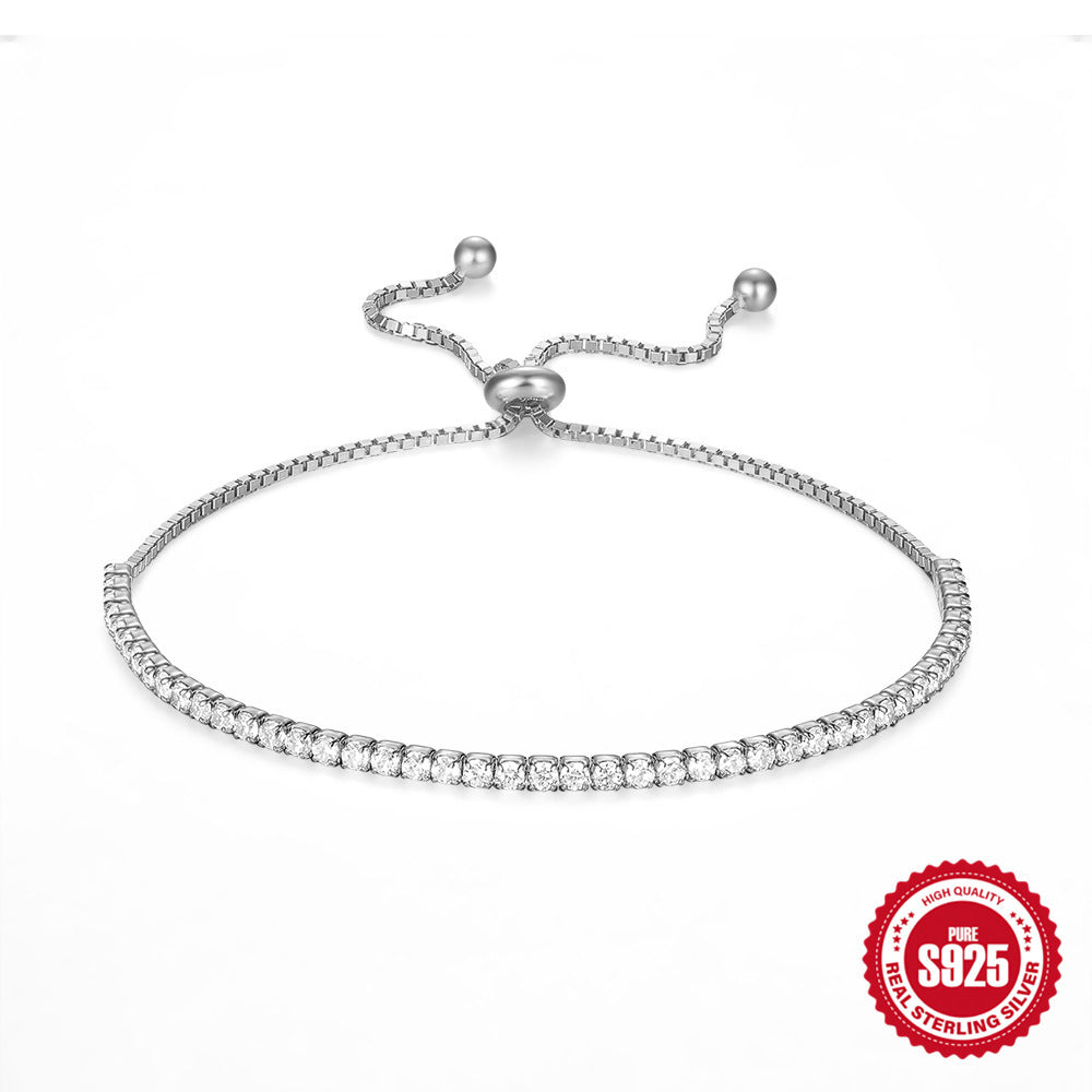 S925 Sterling Silver Fashionable Tennis Zircon Bracelet