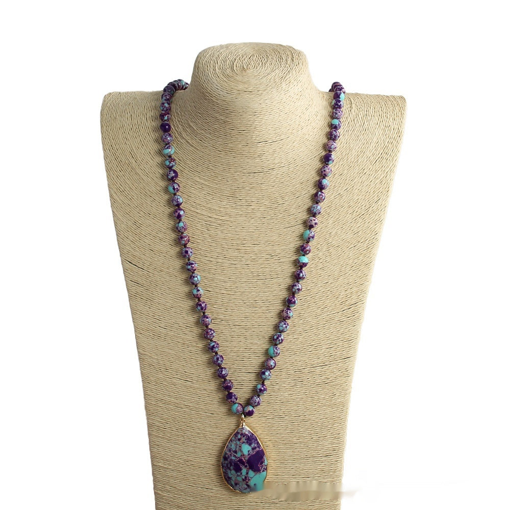 Bohemian Style Beaded Necklace Cut King Stone Water Drop