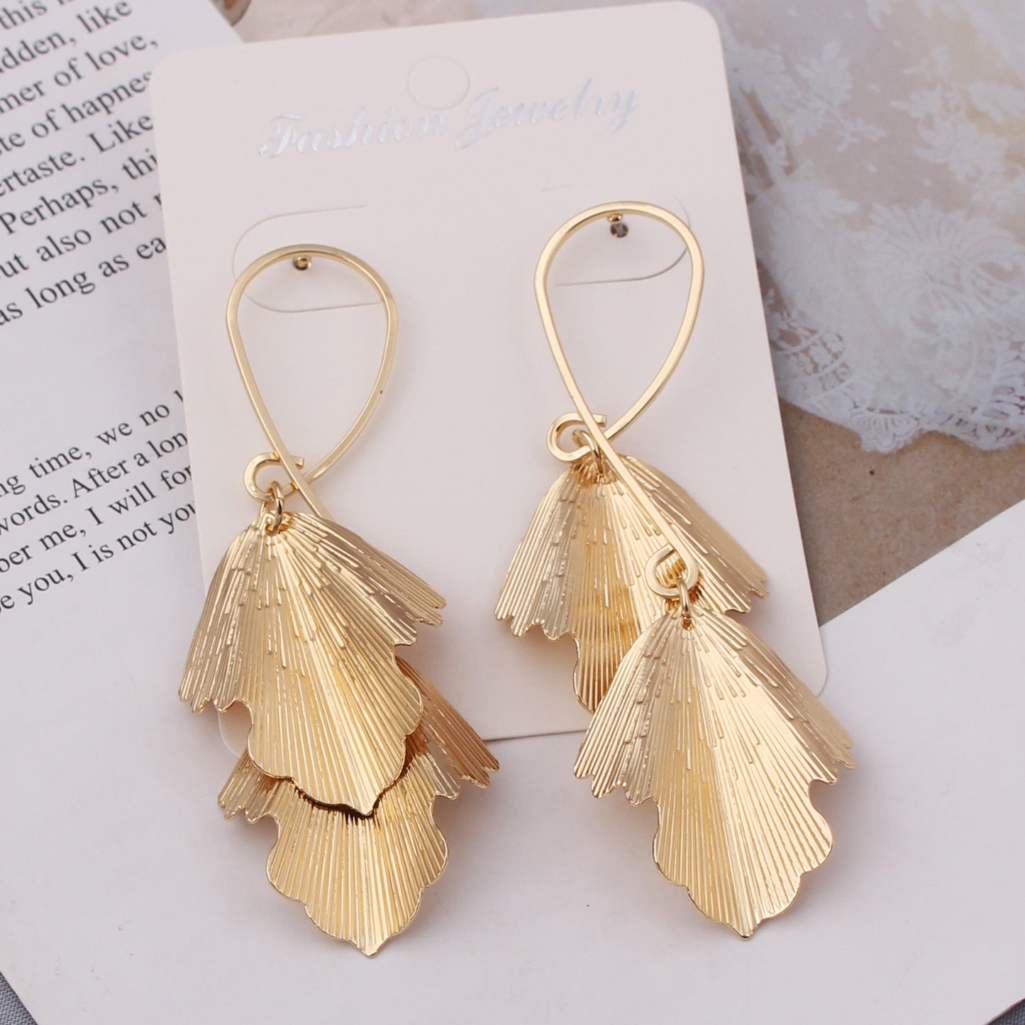 Tassel Fashion All-match Maple Leaf Geometric Earrings