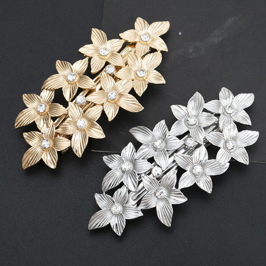 Classical Luxury Metal Texture Leaves Barrettes