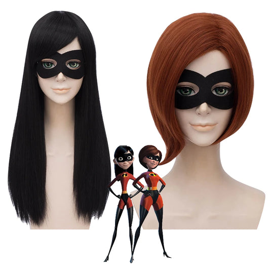 Elastigirl Cosplay Wig Helen & Violet Parr Role Play Hair + Wig Cap