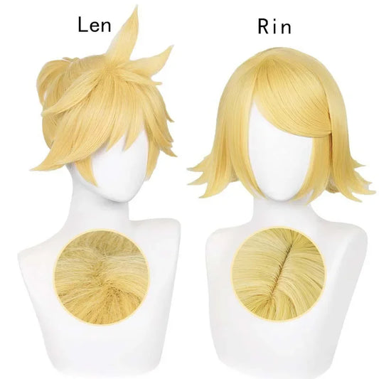 Kagamin Len/Rin Heat-Resistant Synthetic Cosplay Wig with Rose Net