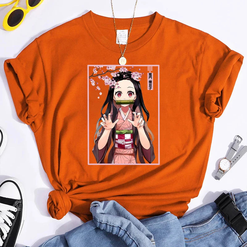 Short Sleeve Kamado Nezuko Anime Casual T-Shirt