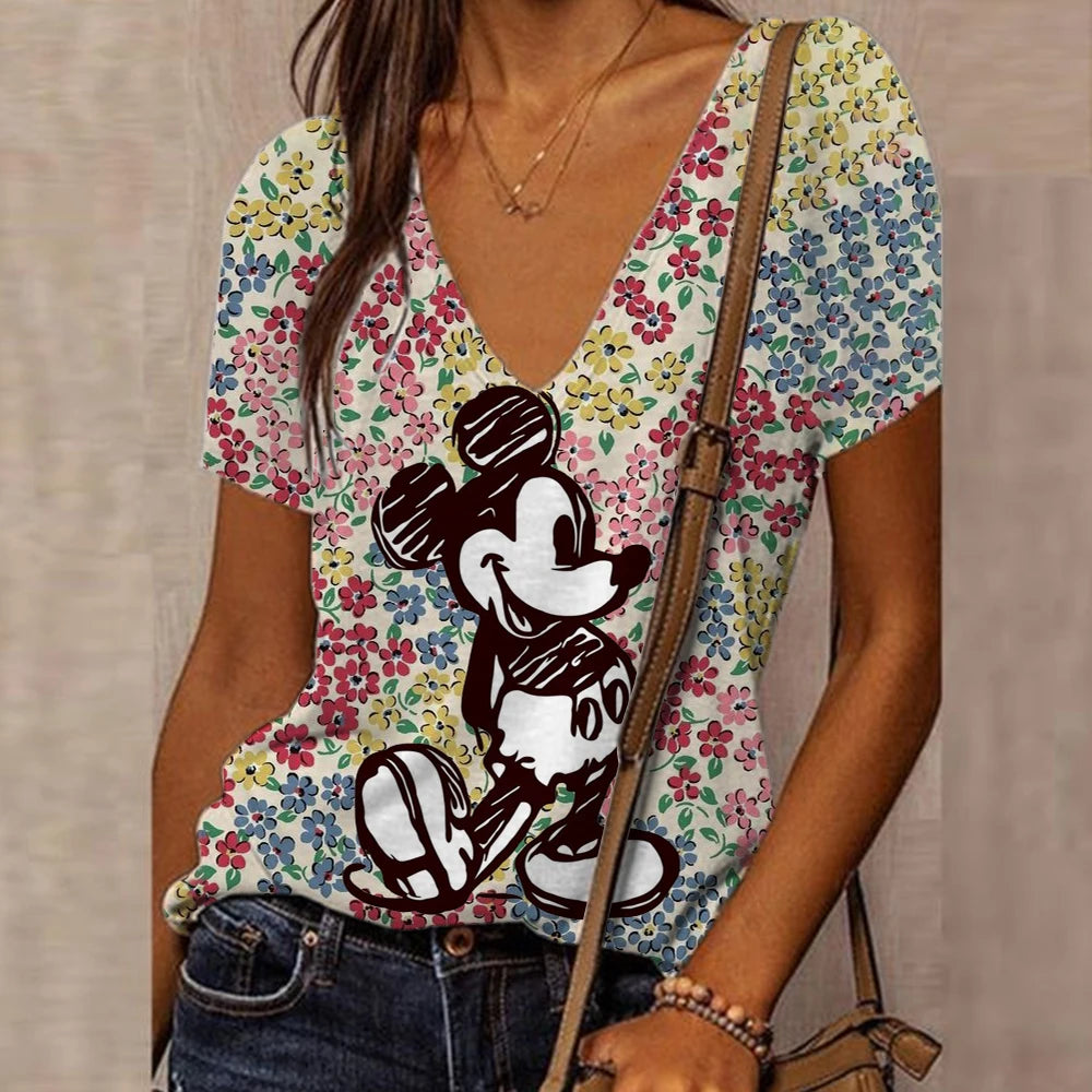 Disney Mickey Mouse floral print T-shirt