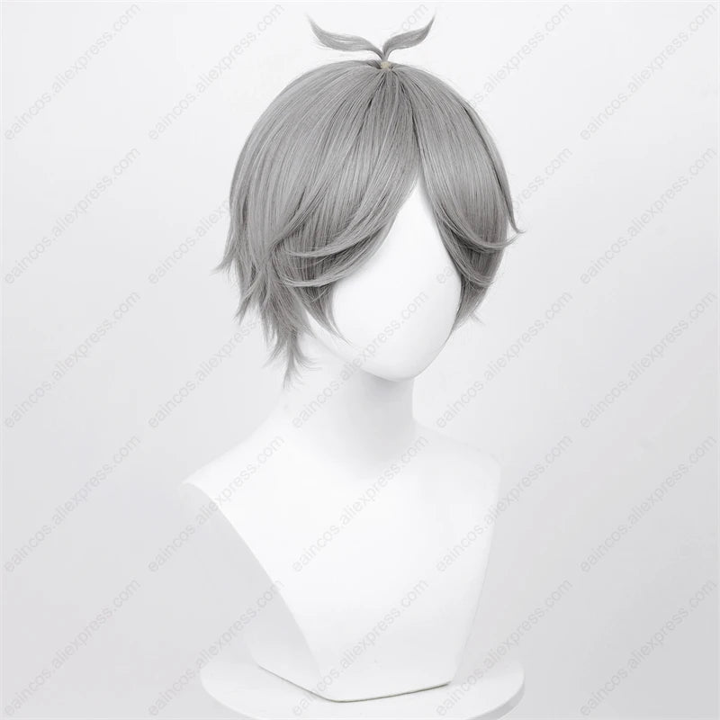 Sugawara Koushi Cosplay Wig 30cm Short Silver Grey Heat-Resistant Hair