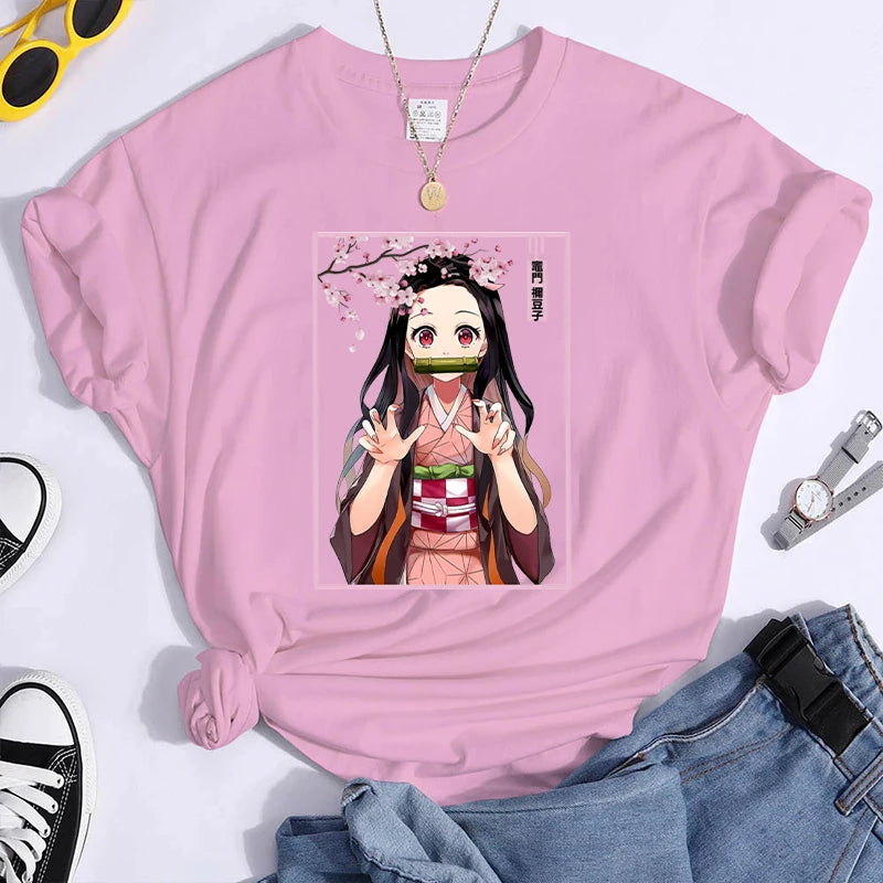 Short Sleeve Kamado Nezuko Anime Casual T-Shirt