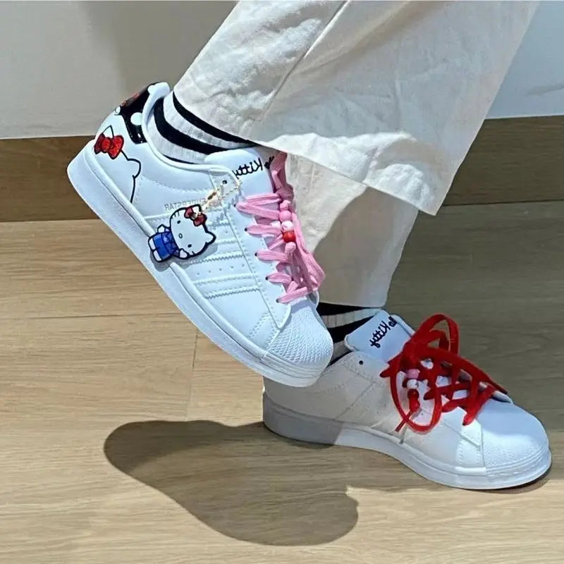 Sanrio Kawaii Anime Hello Kitty Lace White Shoes