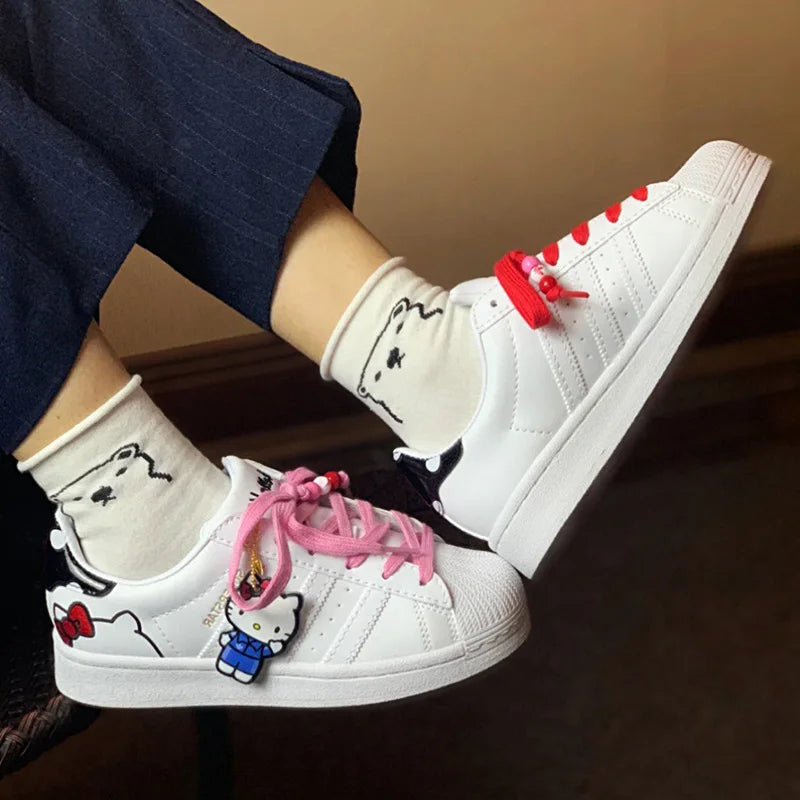 Sanrio Kawaii Anime Hello Kitty Lace White Shoes