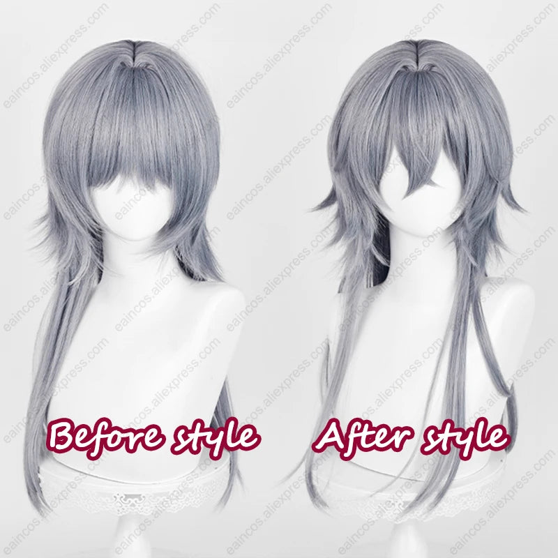 Arknights Logos 62cm Blue Grey Heat-Resistant Cosplay Wig