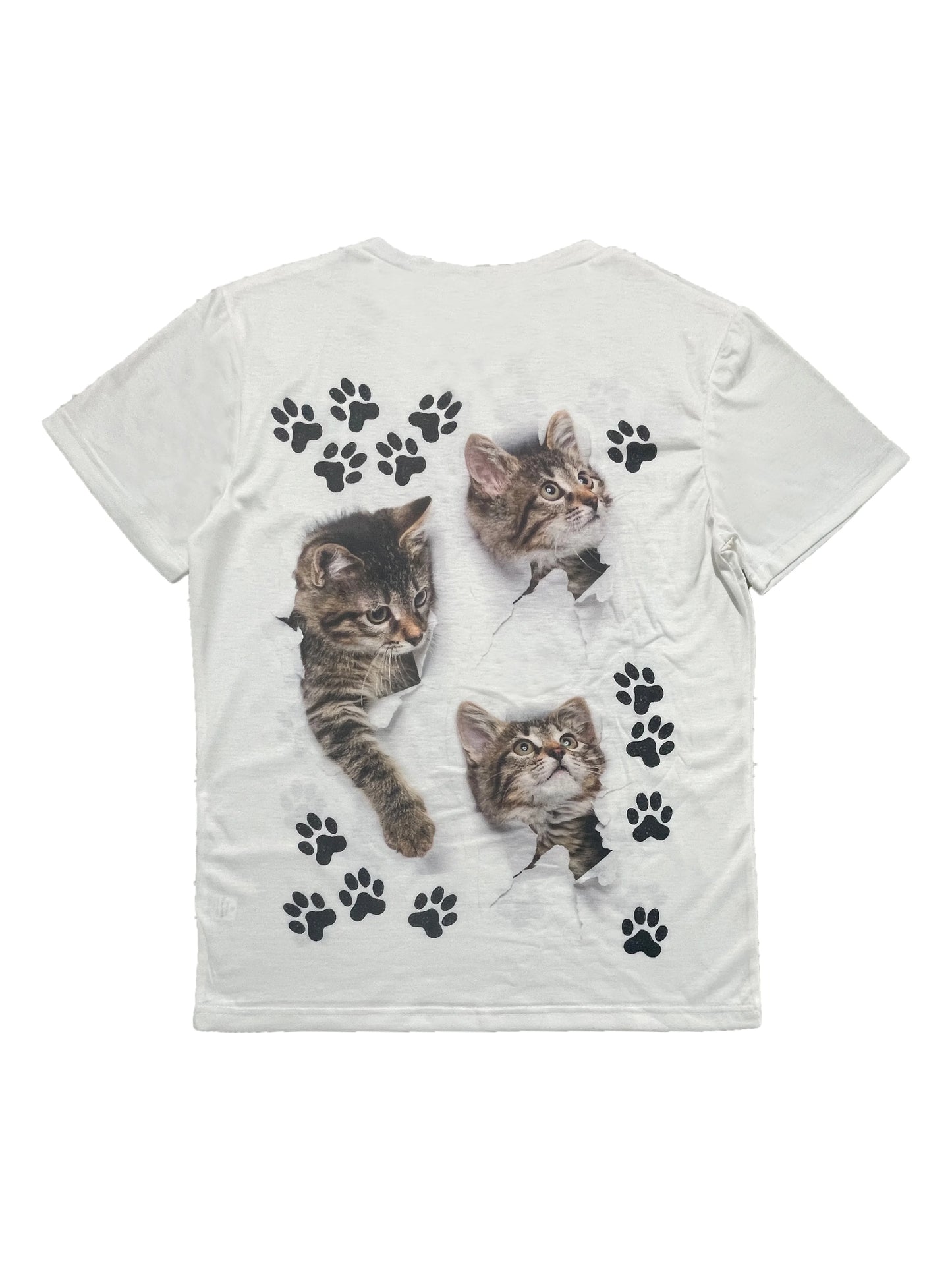 Cat & Paw Print Crew Neck T-Shirt