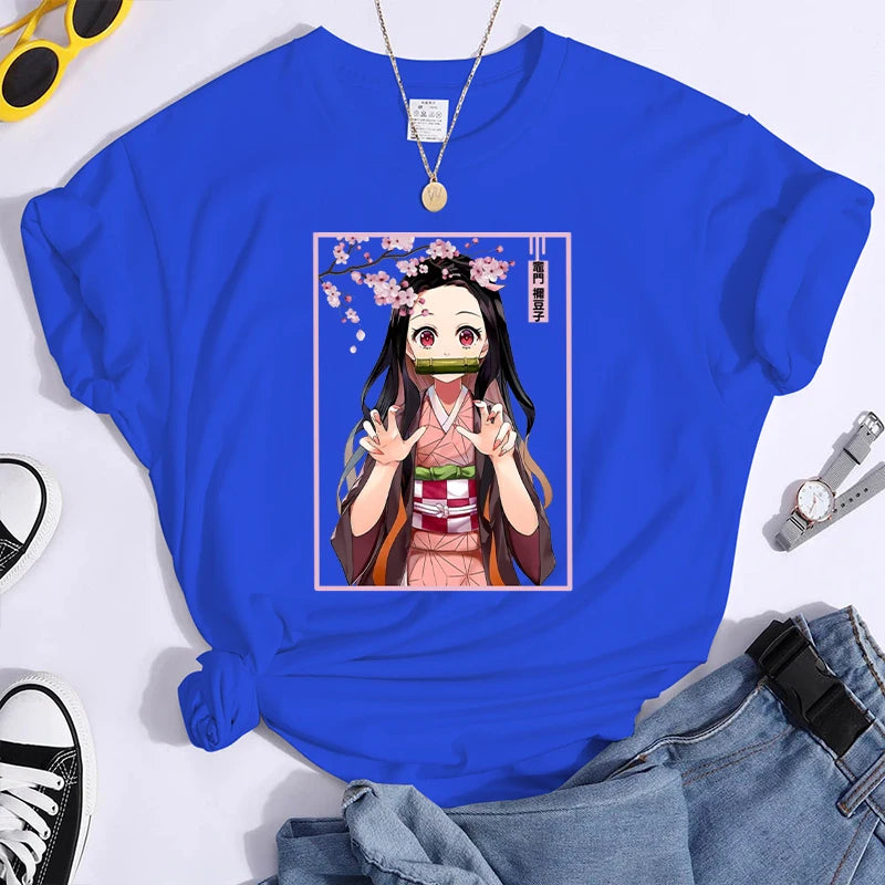 Short Sleeve Kamado Nezuko Anime Casual T-Shirt