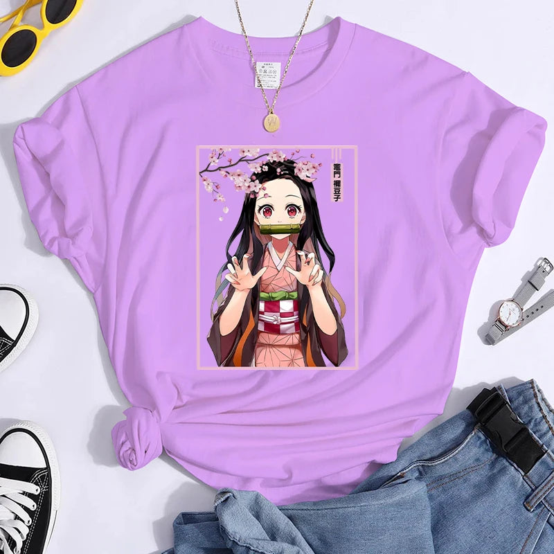 Short Sleeve Kamado Nezuko Anime Casual T-Shirt