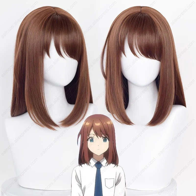 ES Anzu Cosplay Wig 43cm Brown Red Heat-Resistant Synthetic Hair