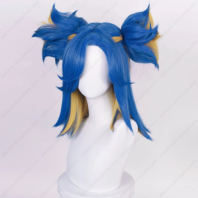 Blue Yellow Mixed Heat-Resistant Synthetic Hair