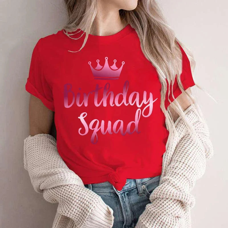 Birthday Squad T Shirts for Women