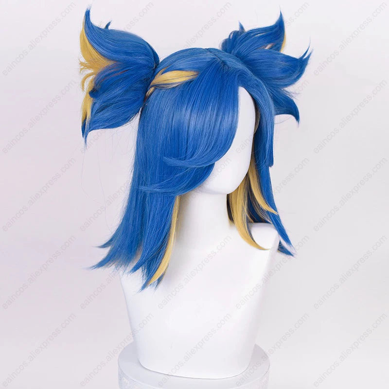 Blue Yellow Mixed Heat-Resistant Synthetic Hair