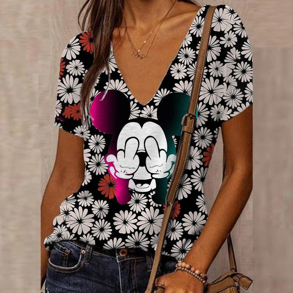 Disney Mickey Mouse floral print T-shirt