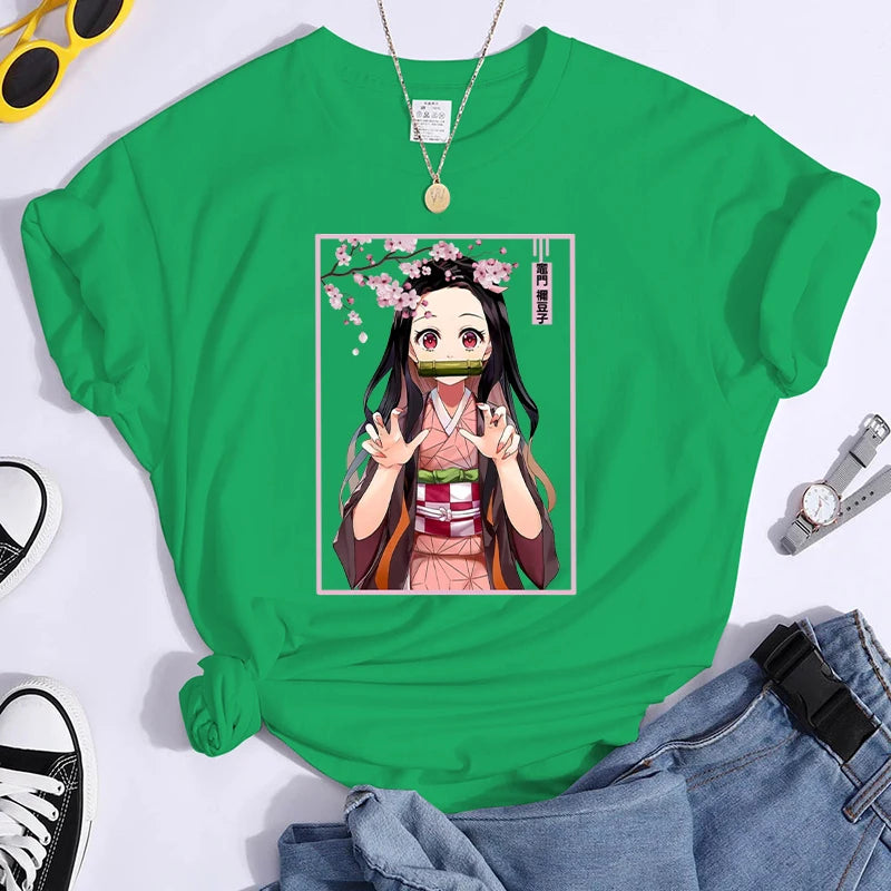 Short Sleeve Kamado Nezuko Anime Casual T-Shirt